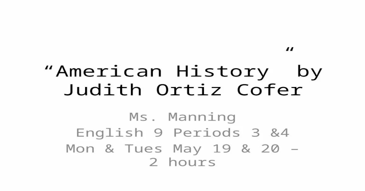 American history by judith ortiz cofer theme